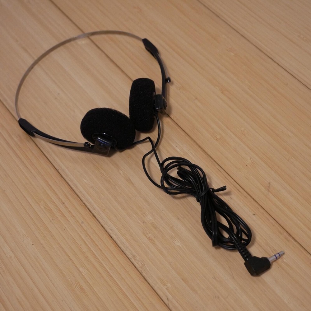 Vintage 1990s‎ Generic Basic Corded Foam Headphones, Metal Frame, Black , Tested